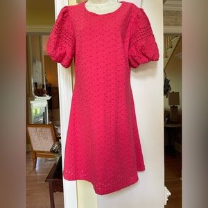 New with Tag Free People dark pink eyelet fabric fully lined dress sz small